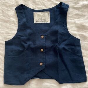 Not perfect linen vest in admiral blue M